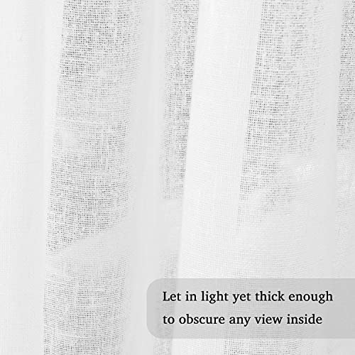 Turquoize Sheer Linen Curtains 84 Ines White Linen Curtain Panels Natural Linen Blended Sheer Curtains Rod Pocket Sheer Curtains For Livingroom, Light Filtering Linen Sheer Curtains (2 Panels, White) #TOP3