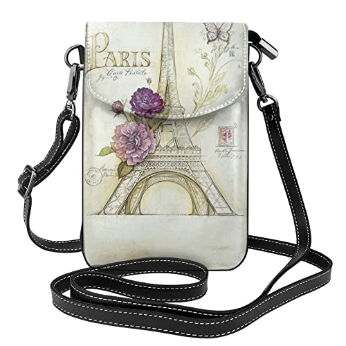 Petit sac à bandoulière coloré motif paon et tour eiffel pour femme et fille
