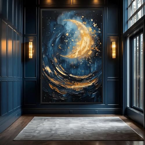 Toile murale lune abstraite impression haute définition cadre 50x70cm