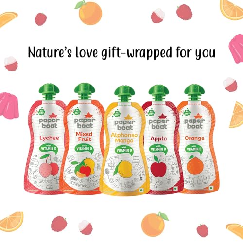 Image of Paper Boat Mixed Fruit Juice, Enriched with Vitamin D, No added Preservaties and Colours (Pack of 27, 150ml Each)