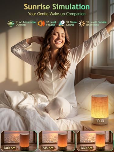Sunrise Alarm Clock, Speaker Wake Up Light Night Light with 10 Colors, Sunrise/Sunset Simulation Dual Alarms and Snooze Function, 8 Natural Sounds, Bedside Lamp for Kids Adult. - Image 4