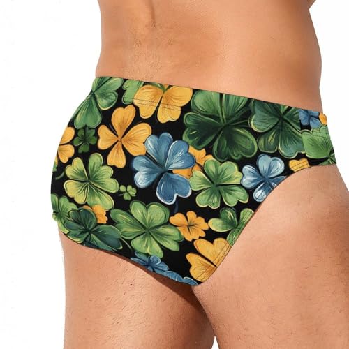 Colorful Clovers Shamrocks Mens Swim Briefs Bikini Sexy Low Rise Trunks Swimsuit Bathing Suit Beach3