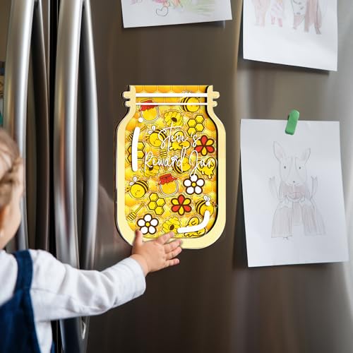 Image of Personalized Bee Magnetic Reward Jar for Kids, Classroom Reward Jar, Positive Behavior System Rewards with Bee Tokens, Back to School Gift for Boys & Girls, Toddler Potty Training