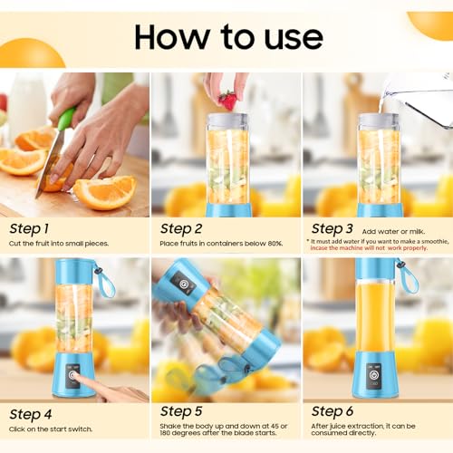Image of Newly Upgraded Portable Smoothie Blender - Personal Blender Rechargeable with 13Oz Juice Cup, Freshly Squeezed in Sports /Gym, 20,000Rpm Speed Powerful Blending