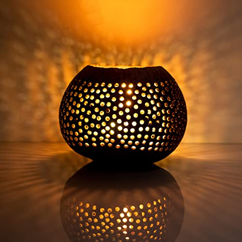 Jollifers Coconut Shell Candle Holders - Set Of 3 Tropical Decor Coconut Candles For Table Centrepieces - Natural & White Candle Coconuts For Tiki Decor, Luau Decorations Or Hawaiian Table Decorations #TOP1