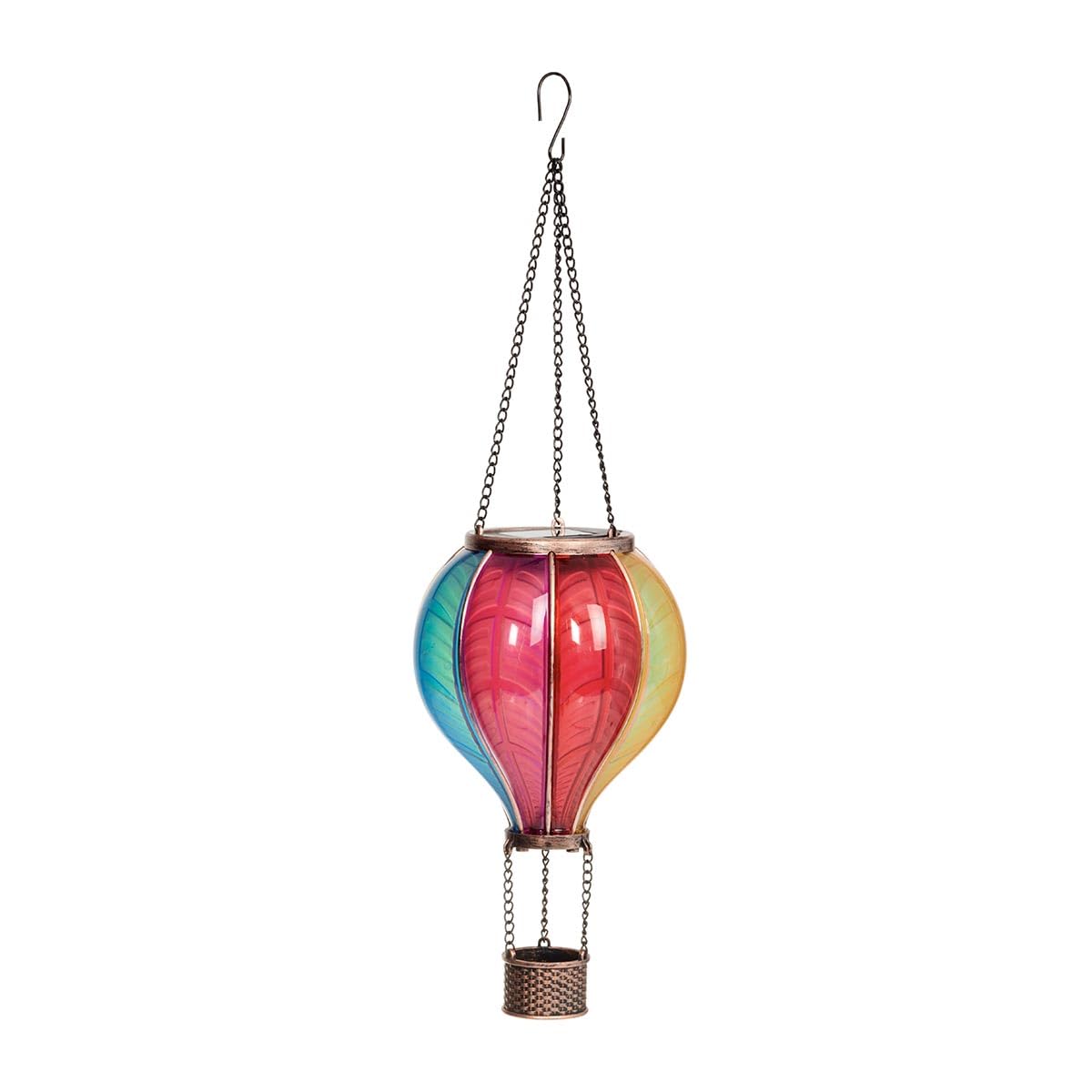 Festive Lights 44 cm, palloncino ad aria calda, lampada solare per esterni, mongolfiera, effetto vetro, lanterna a energia solare, lampada da giardino colorata per esterni
