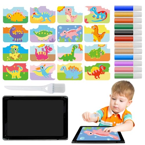 Peel and Stick Sand Art - Kits de Hojas de Arte de Arena Pegatina - El juego incluye 1 Revista 1 Cepillo 12 Colores de Arena 16 Imágenes de Peel & Sprinkle para divertirse