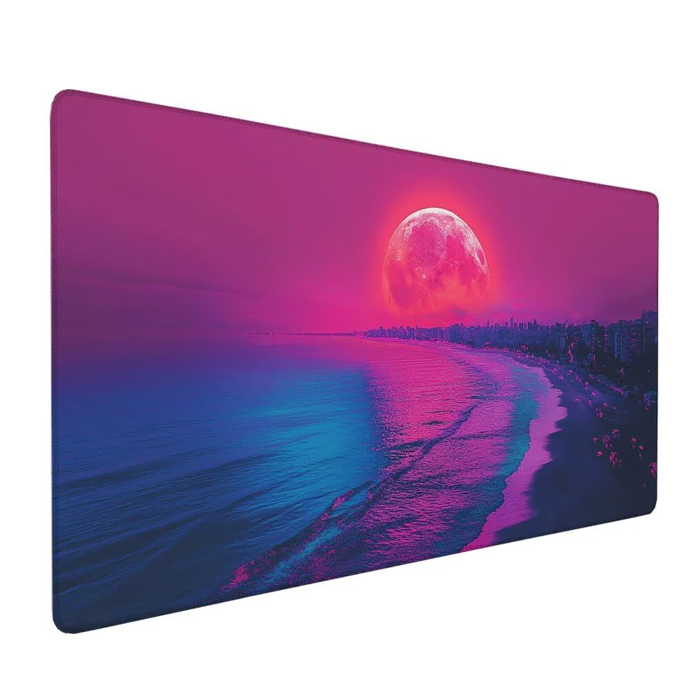 Viola Tappetino Mouse XXL 1000x500x3mm, Gaming Tappetino Mouse Tramonto Mousepad con Base in Impermeabile Gomma Antiscivolo per Tastiera Computer Ufficio Idea Regalo Festa del Papà e Compleanno X-988