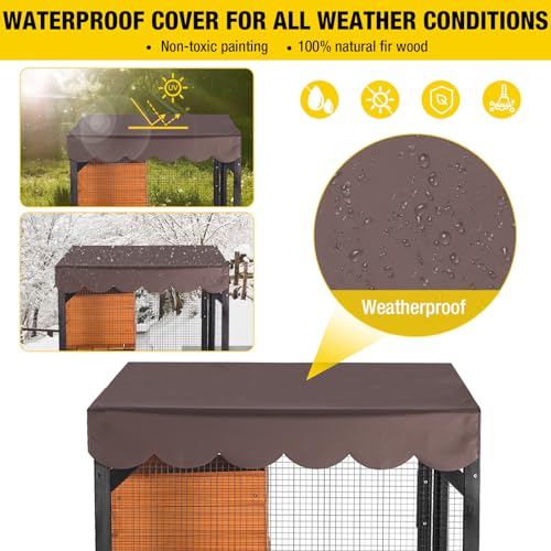 Image of Aivituvin Outdoor Catio Cat Enclosures on Wheels Cat House 70.9 inch Large Kitty House with Upgraded Resting Box,Waterproof Roof Cover,Brown