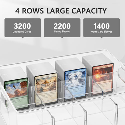 Image of Trading Card Storage Box - Clear Large Card Organizer Holds 12000 Cards with Foam Inserts Blocks - Display Case for TCG & Sports Cards(4-Pack)