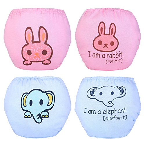 Qianquhui - 4 Pcs de Calzones de Algodón para Niños Ropa Interior de Animales Pantalones Cortos de Verano para Infantiles de 1-3 Años