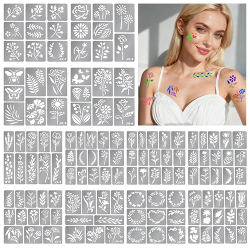 Yazhiji Fine line plant Temporary Tattoo Stencils, Face and Body ...