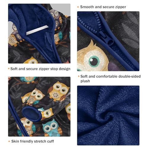 CHIFIGNO Cute Boho Owls Kids Polar Fleece Lined Winter Jacket, Toddler Boy Jacket with Hooded 3T3