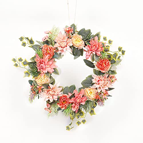 HIAOQ Guirnalda Hecha a Mano con Flores Artificiales para decoración de casa, Puerta de Boda, Color Naranja