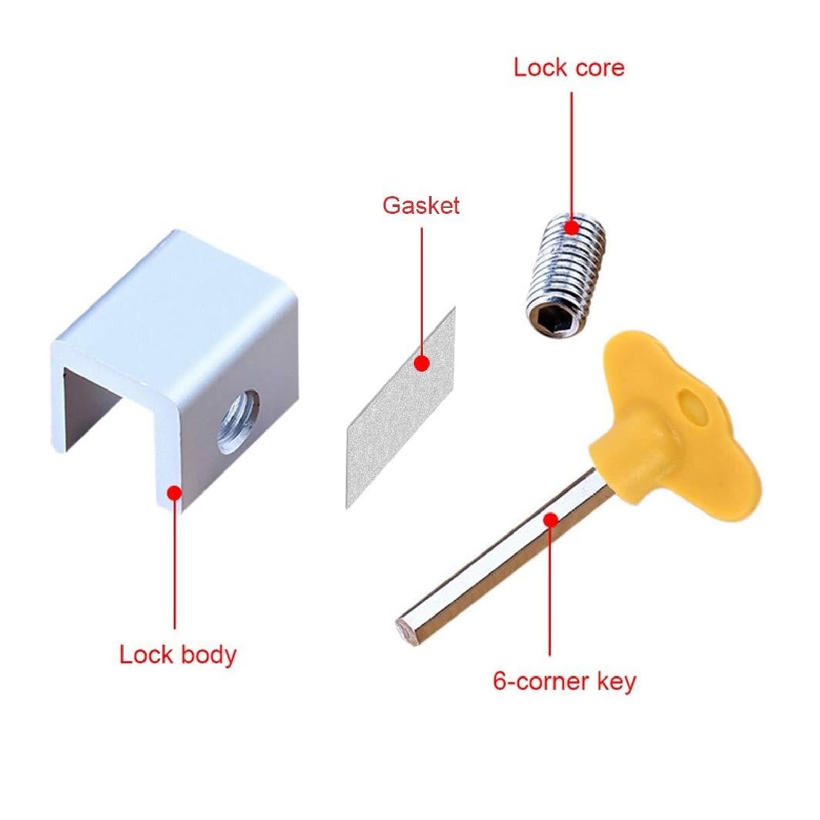 Tope de seguridad para ventanas de aluminio, Tope de bloqueo ventana aleación aluminio for rieles 1,5-1,6 cm, paquete 4/6/8 piezas con llaves(4 Pcs)