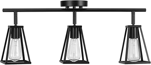 Globe Electric 6400005 - Aplique de pared con 3 luces de 25 pulgadas negro mate enchufes de base E26 cabezales de pista giratorios luz de techo de