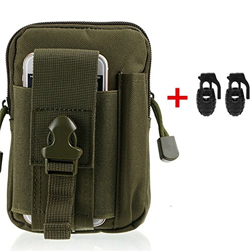 Tactical MOLLE Smartphone Holster,Heyqie(TM) 1000D Nylon Outdoor Tactical Holster EDC Carry Accessory Tool Waist Bag Pack Pouch Case with Belt Loop for Smart Phones & Accessories - Army Green