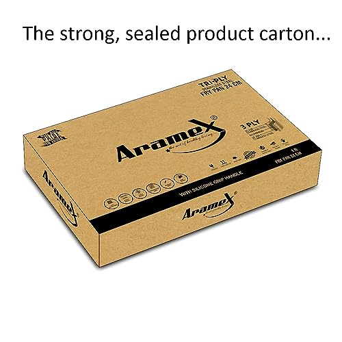 Image of ARAMEX Triply Stainless Steel Fry Pan 24cm with Silicon Grip [Without Lid, 3 Ply - SS430 Stainless Steel, Aluminium, SS304 Stainless Steel, Induction, Heats Evenly, Thick Gauge, Dishwasher Safe]