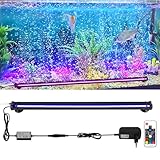 GOESWELL Aquarium LED Lampe RGB Beleuchtung: Wasserdicht mit Blasenfunktion und Fernbedienung für gleichmäßige Aquarienbeleuchtung mit individueller Steuerung (52CM)