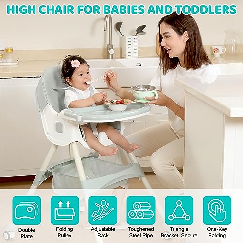 High Chair, Mjksare Baby High Chair, High Chairs For Babies And Toddlers,Dining Tray & Backrest & Height Adjustable, Five-Point Safety Belt, Non-Slip Foot Pad, Foldable High Chair To Save Space #TOP5