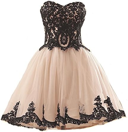 Kivary Short Tulle Vintage Black Lace 