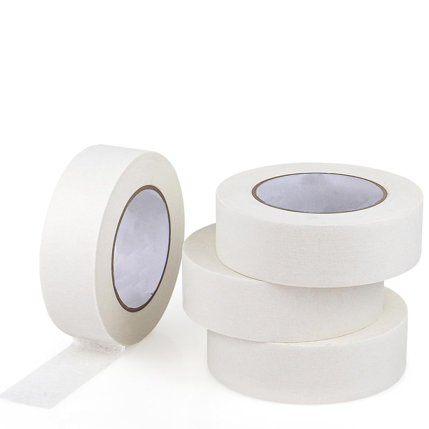 FSTIANXIA 4 Rolls Masking Tape for Painting,36mm x 20m Decorators Tape, Multi-Surface Painters Tape for Indoor Decorating,DIYers, Stick Well and No Residue Left (4, White, 36mm*20m)