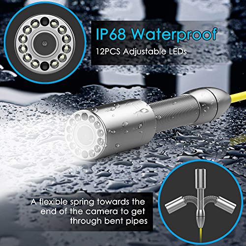 Sewer Pipe Inspection Camera, Anysun 50M/165ft Waterproof IP68 Plumbing Camera with DVR Recorder, Pipeline Drain Industrial Endoscope Snake Cam with 7 Inch LCD Monitor 1000TVL (Include 8GB SD Card) - Thumbnail 5
