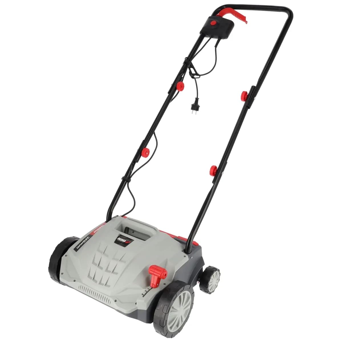 Vertikutierer/Rasenlüfter DEDRA, elektrischer Antrieb, stark 1500 W, 3000 U/Min, 32cm Arbeitsbreite, niedriger Geräuschpegel, 30 l Fangsack, mit Tiefenverstellung