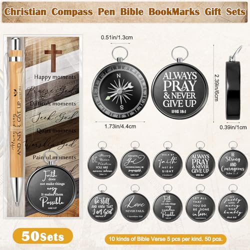 Set de 50 bolígrafos con brújula y marcadores religiosos miniatura 2