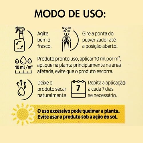 Óleo de Neem Natural 500ml Pronto Uso Combate Cochonilha, Pulgão, Dengue, Fungos e Bactérias - Vitap
