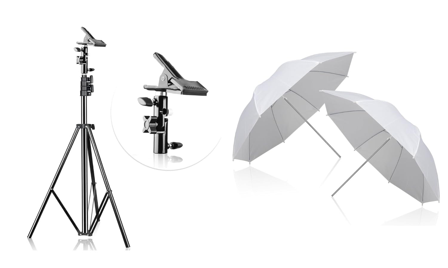 EMART 8.5FT Photography Green Screen Background Reflector Light Stand, 2 Pack 33inch Professional Photography Flash Translucent White Soft Umbrella for Photo Video Studio Lighting