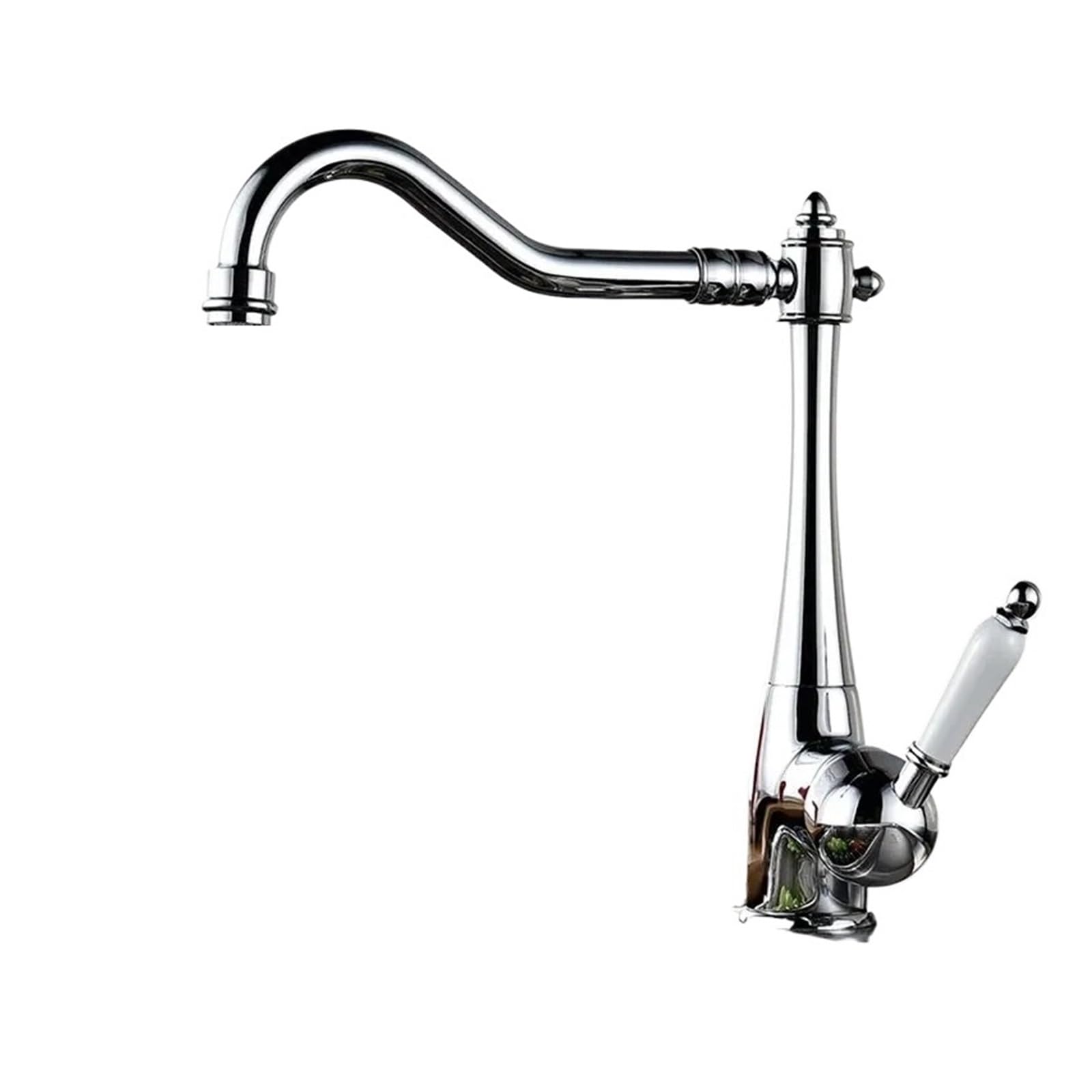 Mitigeur de lavabo rotatif à 360° en chrome brillant avec raccordement standard G9/16