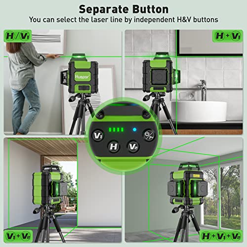Miniatura 3 de Huepar 3d Nivel Láser De Línea Cruzada Autonivelante 3 X 360 Green Beam Herramienta De Nivelación Y Alineación De Tres Planos, Batería Recargable De Litio, Cable Type-C Y Estuche Rígido- Hm03cg