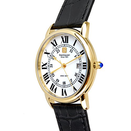 Men's S0720 Classic Delémont Swiss Quartz Gold-Tone Stainless Steel Watch with Black Leather Band3