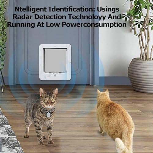 Chatière électronique avec reconnaissance par puce - Verrouillage à 4 voies - Télécommande - Joint résistant aux intempéries - Installation facile - Pour chats jusqu'à 11,3 kg