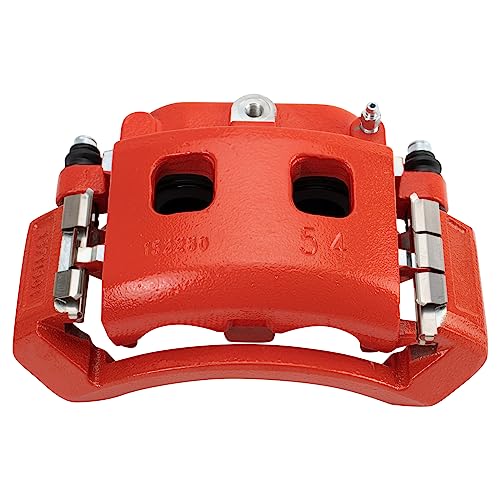 Image of TRQ Performance Front Brake Caliper Set Painted Red Brackets