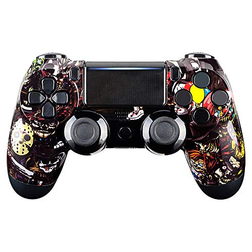 eXtremeRate Scary Party Pattern Replacement Faceplate Cover for PS4 Slim Pro Controller, Custom Front Housing Shell Case for Playstation 4 Controller JDM-040 JDM-050 JDM-055 - Controller NOT Included