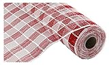 Craig Bachman 10 Inch Metallic Check Mesh: Red & White Plaid (10 Yards) Deco Mesh Fabric, Crafting, Wreath, Gift Wrapping, Floral Ribbon