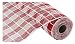 Plaid Check Deco Poly Mesh Ribbon- 10" x 10 Yards (Red, White)
