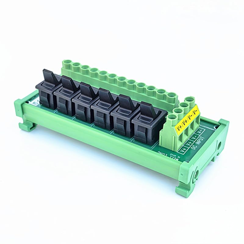 DIN Rail Mount 6 Channel Paddle Switch DC Power Distribution Strip Module