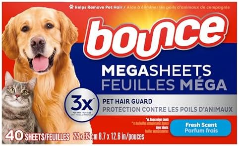 Bounce Dryer Sheets, Pet Hair And Lint Guard, Mega Size, Fresh Scent, 40 Count - 1