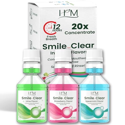 Happy Moms - Enjuague bucal concentrado sin alcohol - 12 horas de aliento fresco|Para blanquear los dientes, eliminar la placa, el mal aliento y las encías sanas|3 (lima, menta verde, fresa)(3x2fl Oz)