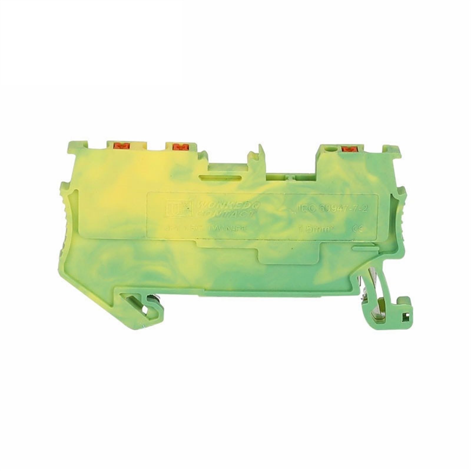 PT1.5-TW-PE Bloque de terminales de carril Din de alimentación a tierra a presión, conector eléctrico de cable con enchufe de 1,5 mm², 1 entrada y 2 salidas, PT 1.5-TW-PE (Color : PT 1.5-TW-PE, Size