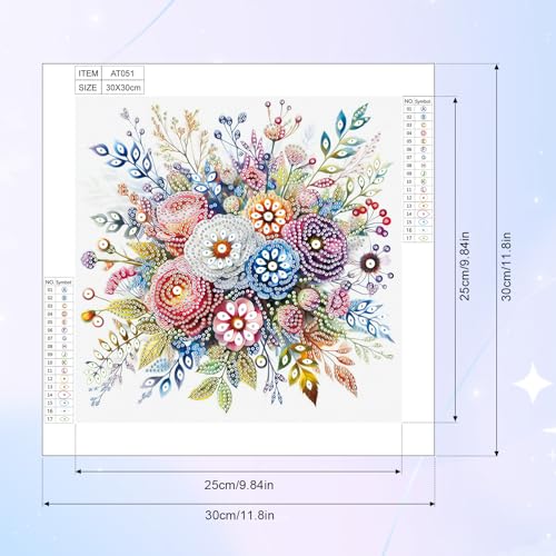 Image of AiYuanzsh 5D Special Shape Flower Diamond Art Kits for Beginners, Floral Diamond Art Kits for Adults, Crystal Rhinestones Diamond Painting for Home Wall Decoration Gift 12x12inch