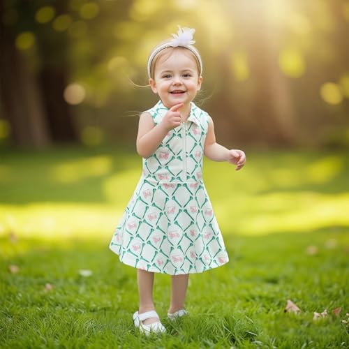 Toddler Baby Girl Golf Outfit Zip Collared Sleeveless Golf Cart Print Polo Tank Dress Infant Summer Birthday Dress2