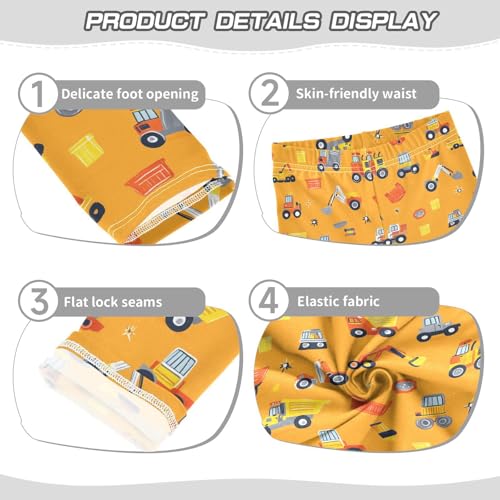 Wusikd Construction Truck Girls' Leggings Toddler Doodles Kids Yoga Pants Dance Active Tights 4T3