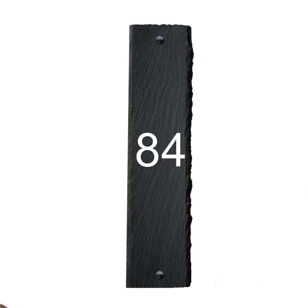 Personalised Natural Slate House Gate Sign Plaque Door Number Personalised Name UV Printed Hand Finished in UK (Number, 30X7cm Rectangle) — image 1