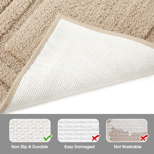 HOMEIDEAS Bathroom Rugs Sets 3 Piece, Super Soft and Absorbent Non Slip Microfiber Toilet Bath Mat with U-Shaped (Beige) by HOMEIDEAS - Used condition - Image 4