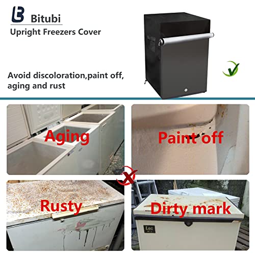 Image of Bitubi Upright Freezers Cover,Outdoor Refrigerator Cover,- Waterproof, Dustproof, Sun-Proof, 22 inch W x 23 inch D x 34 inch H. Suitable for most 3.0 Cubic Compact Mini Freezer on market (Black)