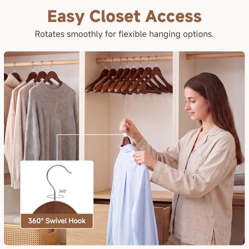 StorageWorks Wood Hangers 6 Pack, Extra Wide Shoulder Suit Hanger, Walnut - image 4